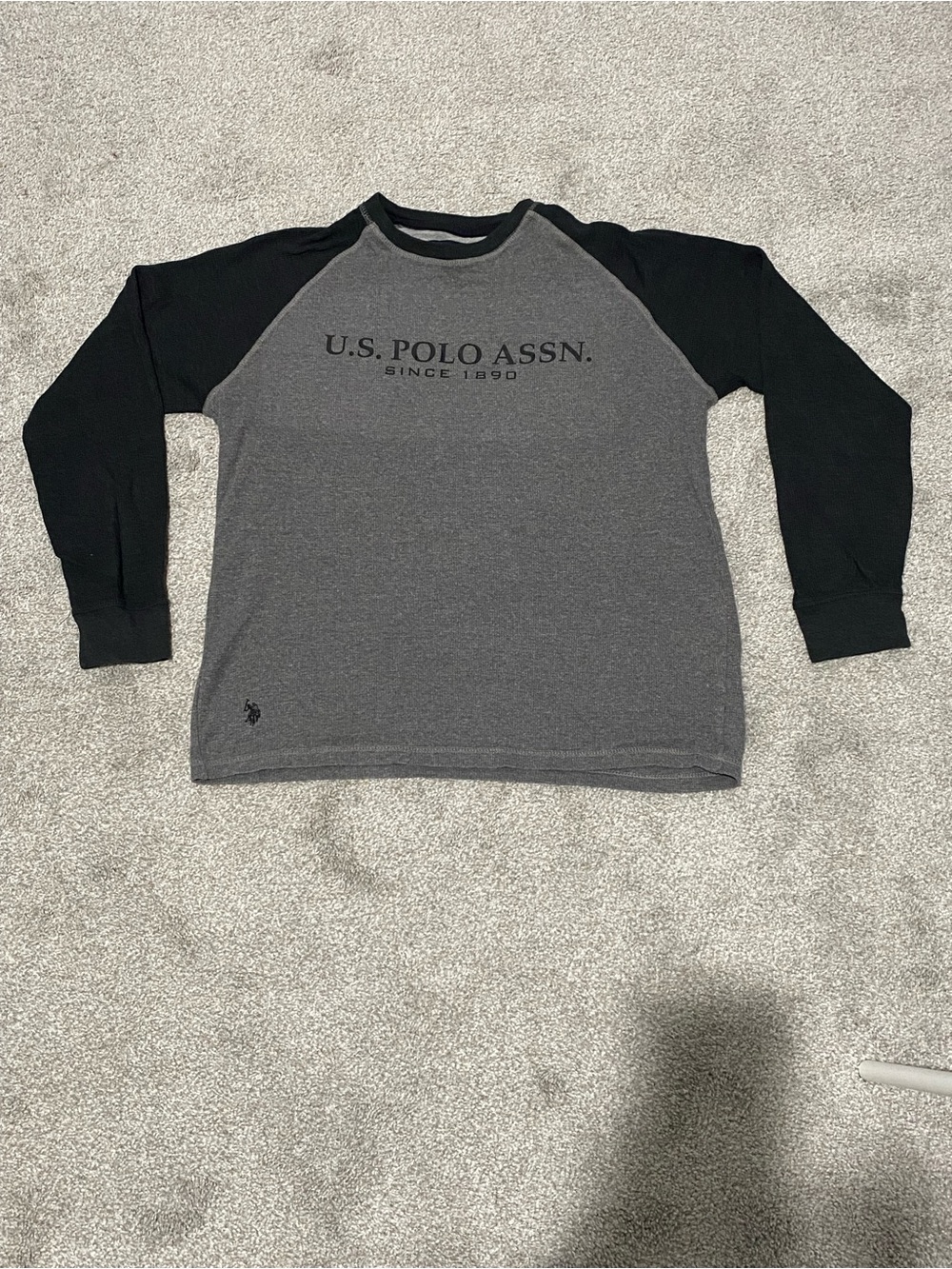 U.S. Polo Assn. Gray Body Black Raglan Crewneck Sweatshirt